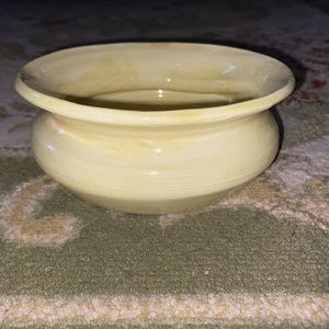 Pastel Yellow Glazed Studio Pottery Bowl -Unsigned. Unique Shallow Bowl